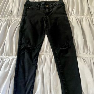 Celebrity Pink Dawson Super Skinny Black Knee Rip Jeans